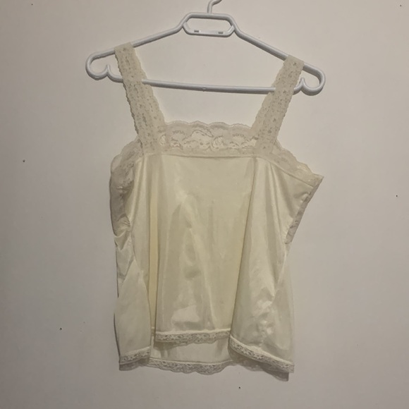 Vintage Cream Lace Satin Camisole Petticoat Junction Lingerie Top Festival - Picture 5 of 6